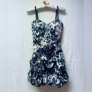 Vintage Y2K Ruby Rox Black/Grey/White Balloon Hem Mini Cocktail Dress, Sz S!